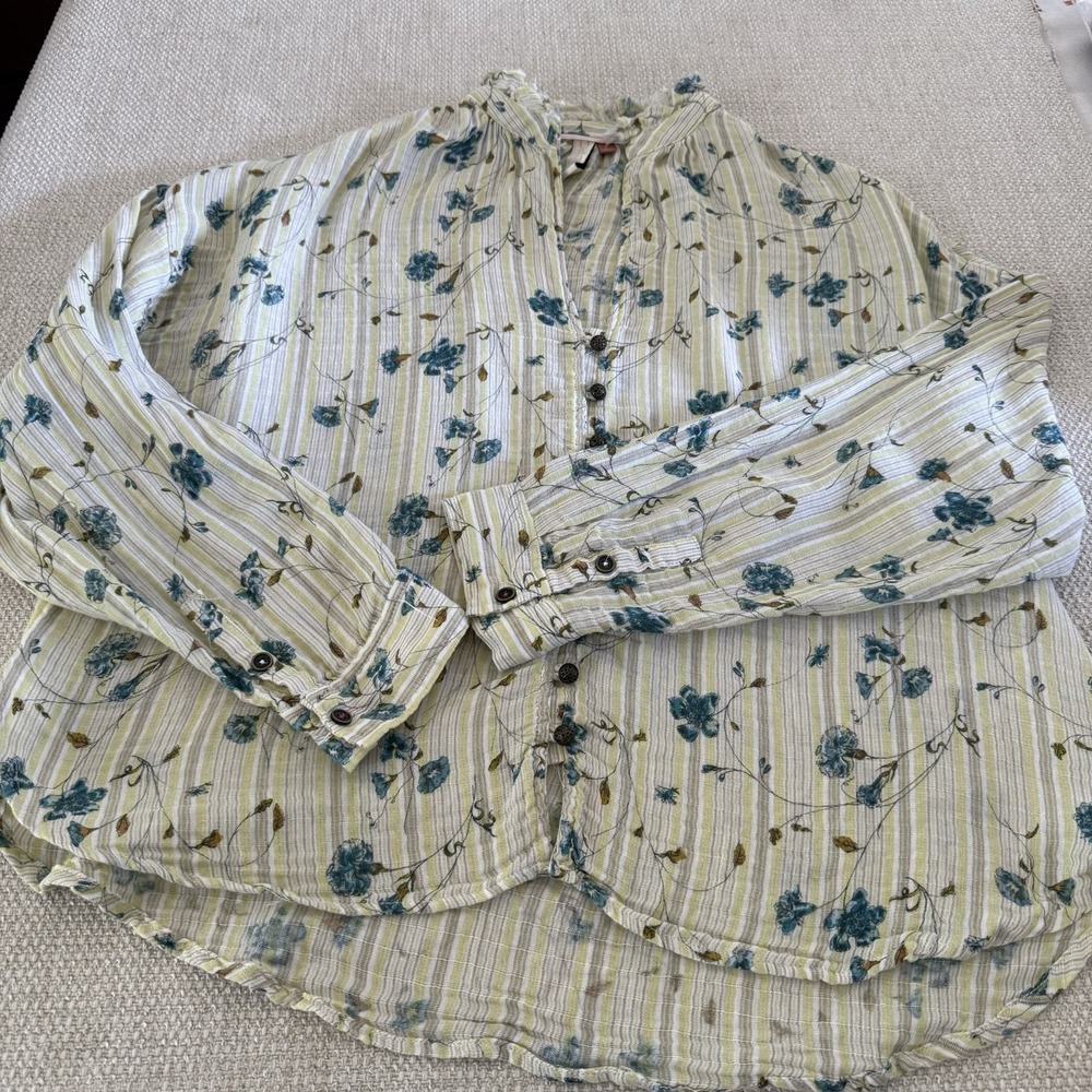 Anthropologie By Pilcro The Tavi Button Down Blouse Size L Cottagcore Prairie - Picture 10 of 14